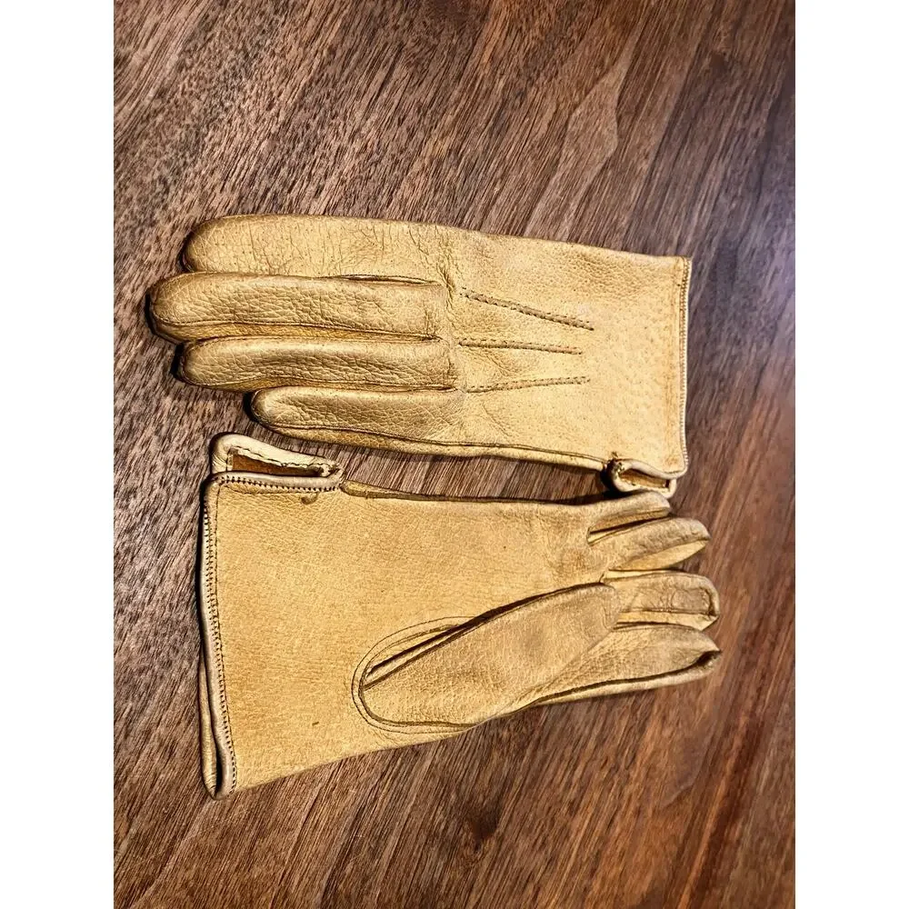 VTG Superb Genuine Pigskin Gloves Tan Light Brown Women's 6.5‎ Vintage